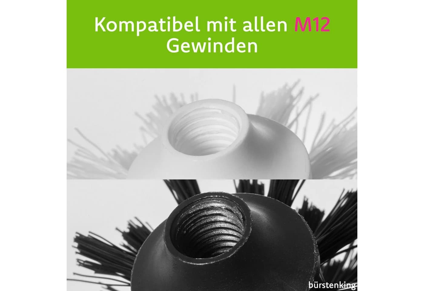 Bürstenking WC-Bürstengriff Schwarz Kunststoff M12 Gewinde - Bild 5