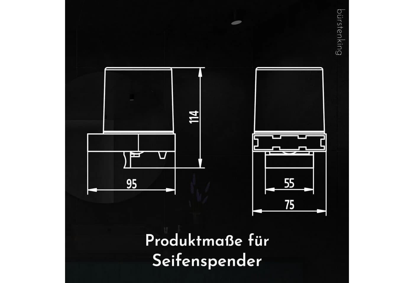 Bürstenking Seifenspender Kristallglas satiniert 150ml Wandmontage
