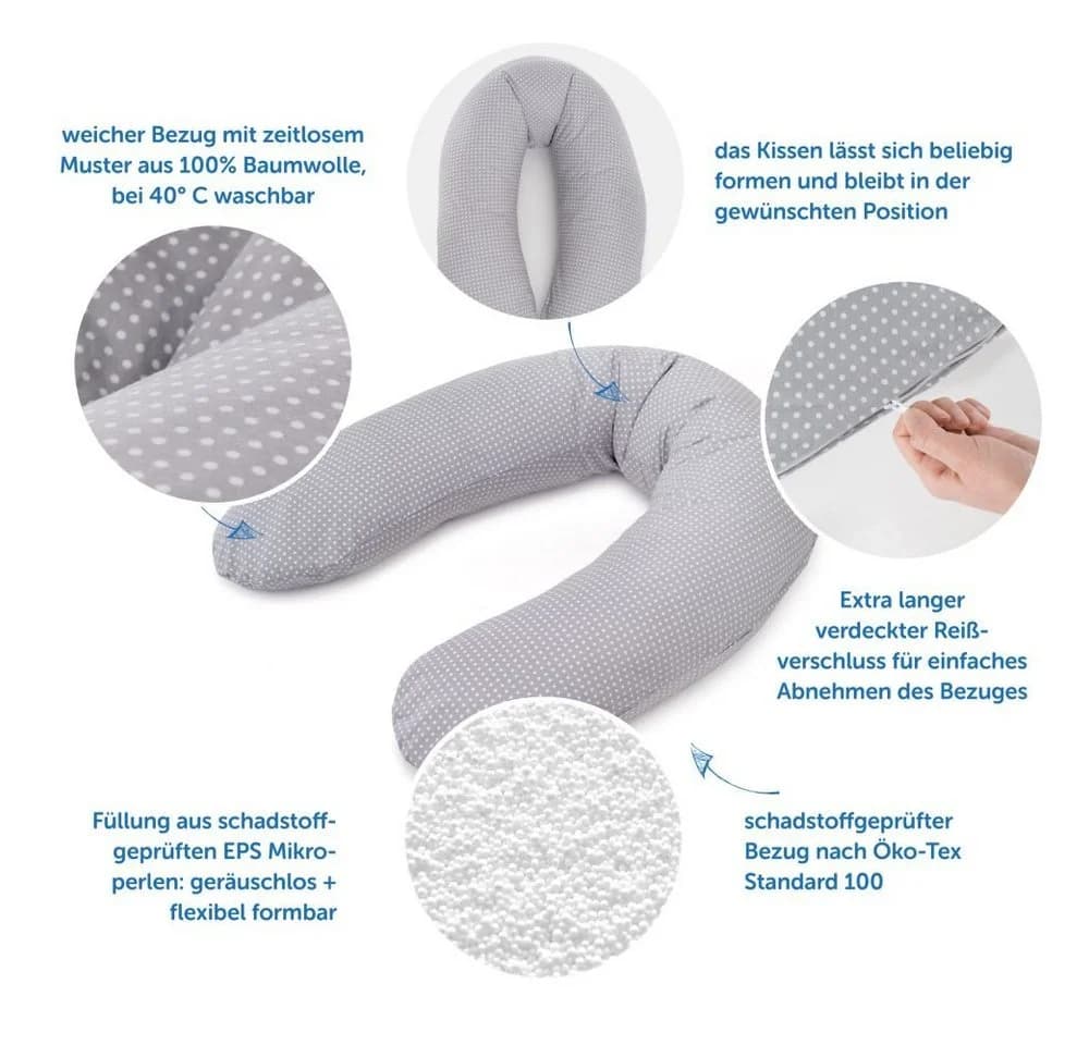 Theraline Stillkissen Dodo Pillow Premium Grau 180 cm