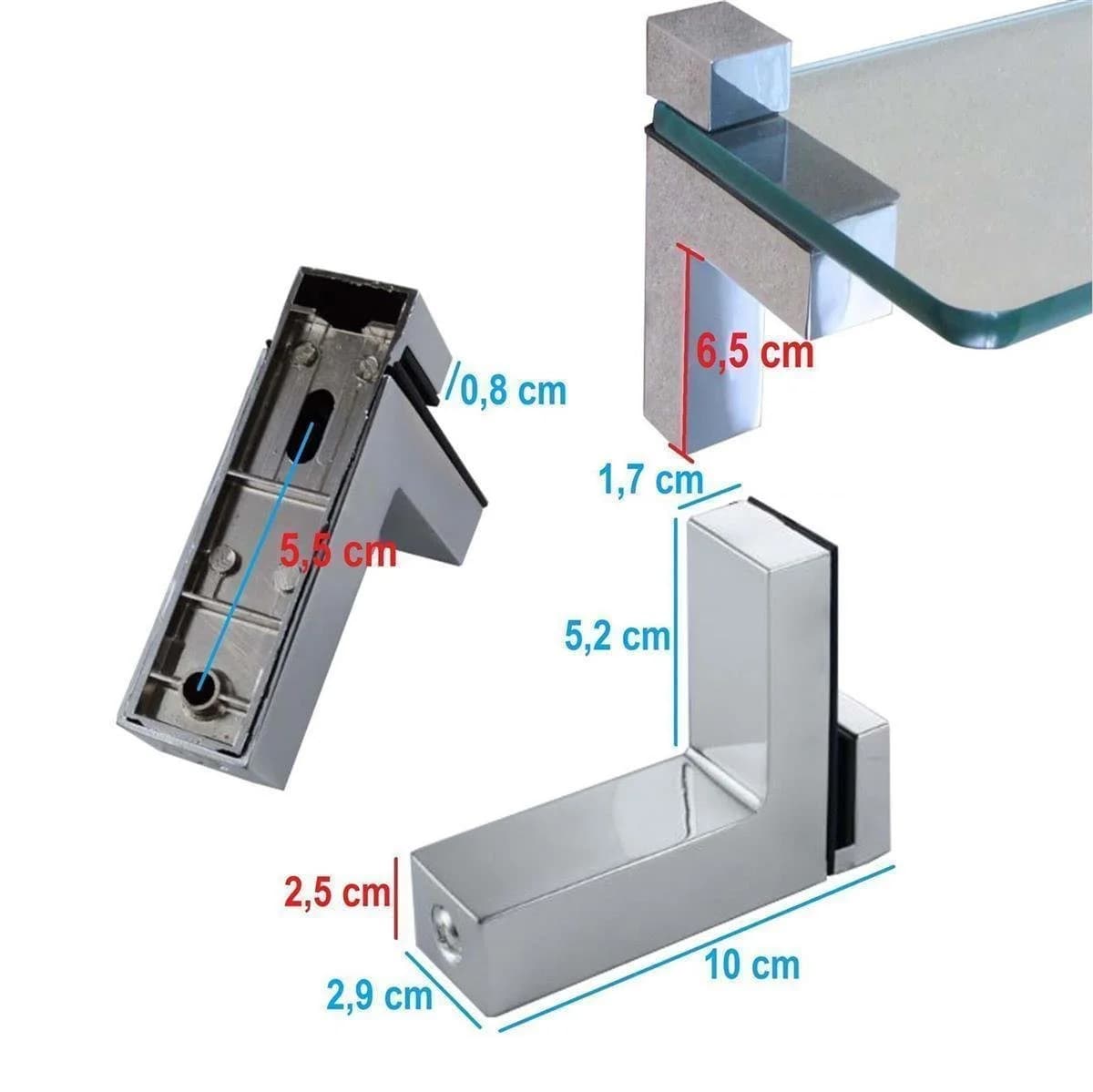 HOOZ Wandregalhalter 2er Set Chrom Silber L-Form
