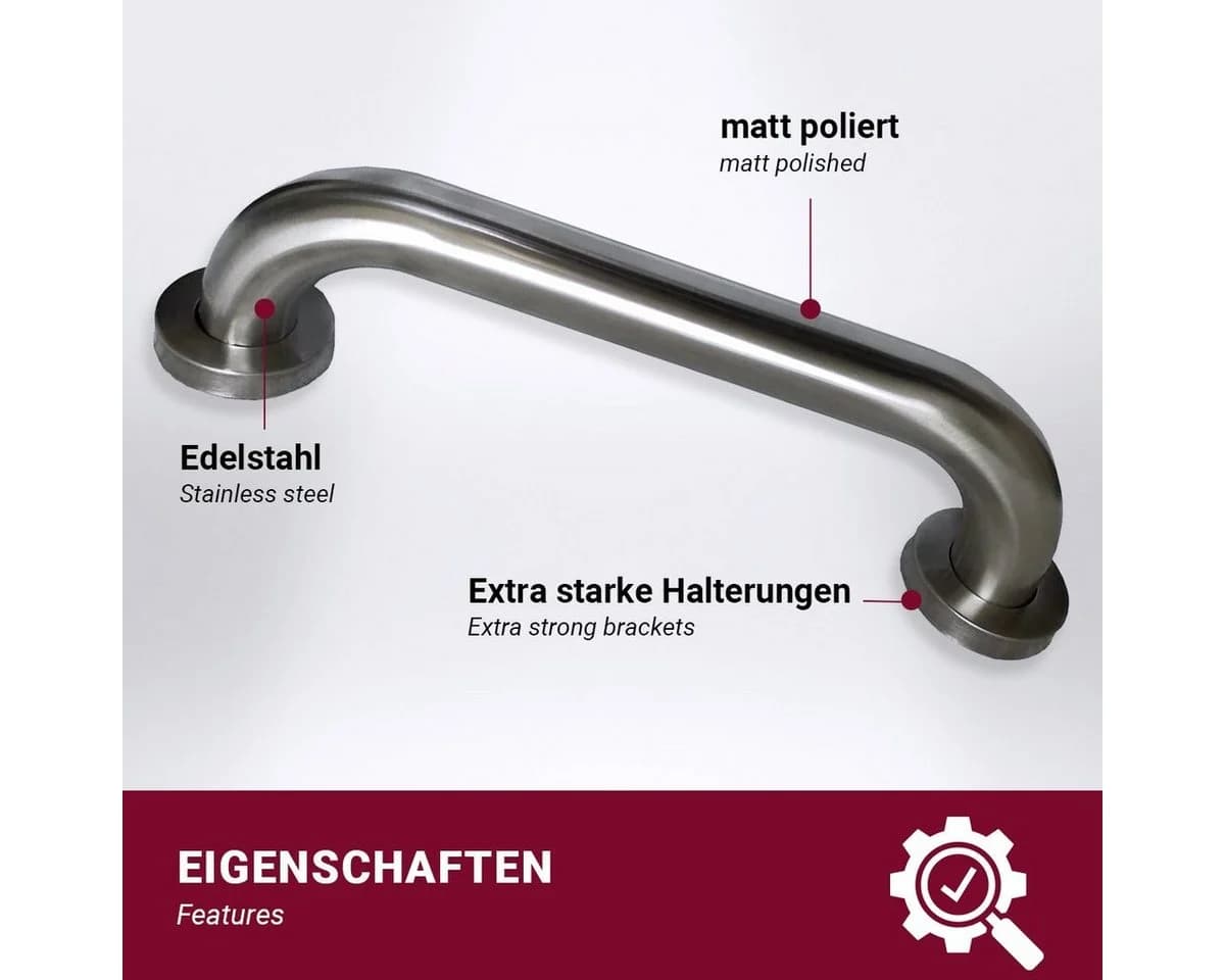 HOOZ Haltegriff Edelstahl silber für Dusche & Badewanne