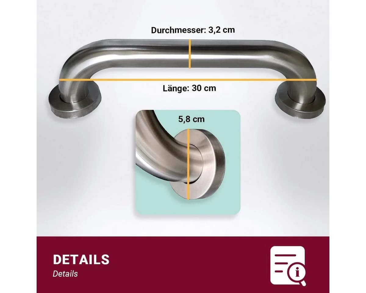 HOOZ Haltegriff Edelstahl silber für Dusche & Badewanne - Bild 5