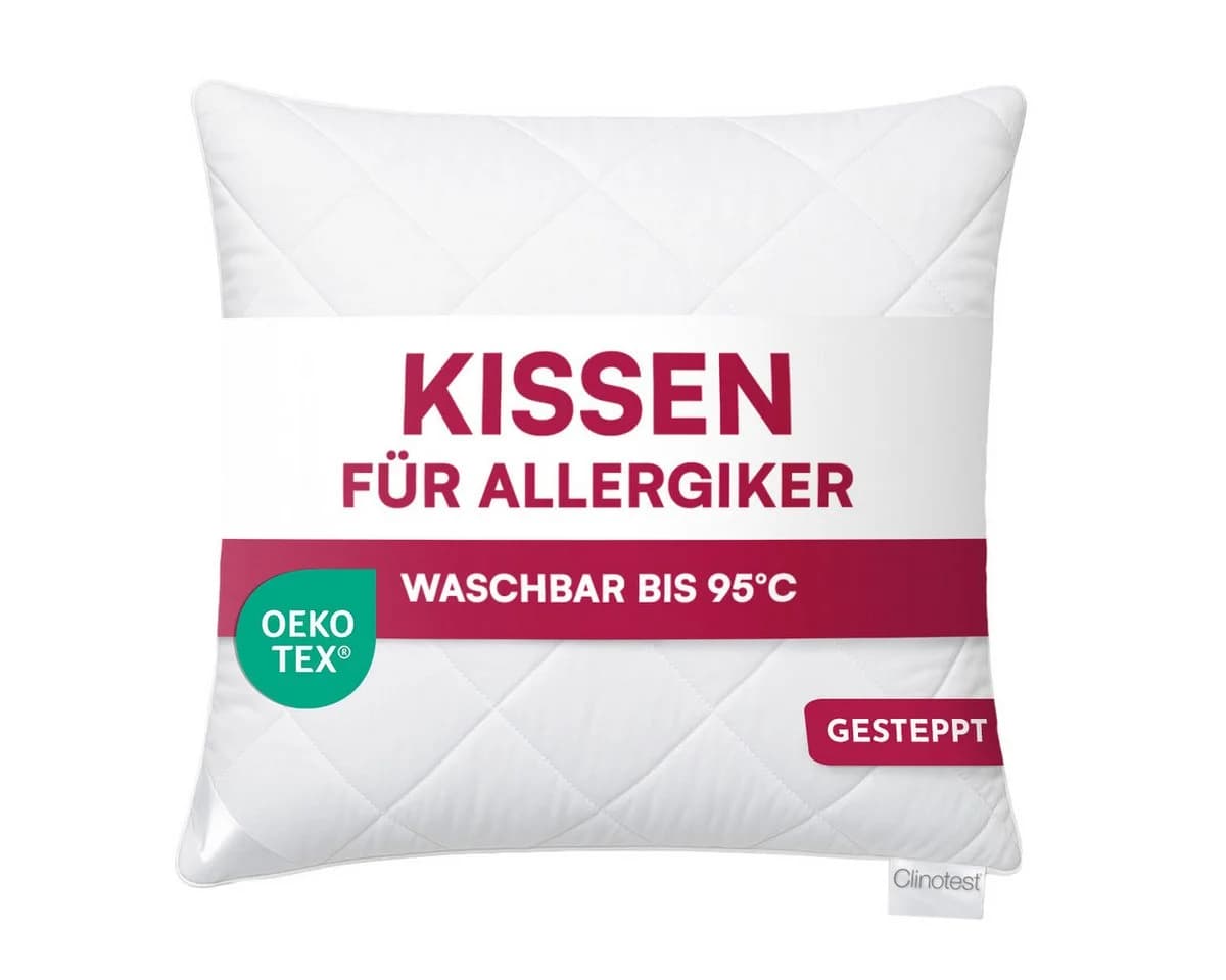 Clinotest Kopfkissen Polykissen Gesteppt Weiß Allergiker 40x60 cm - Bild 2