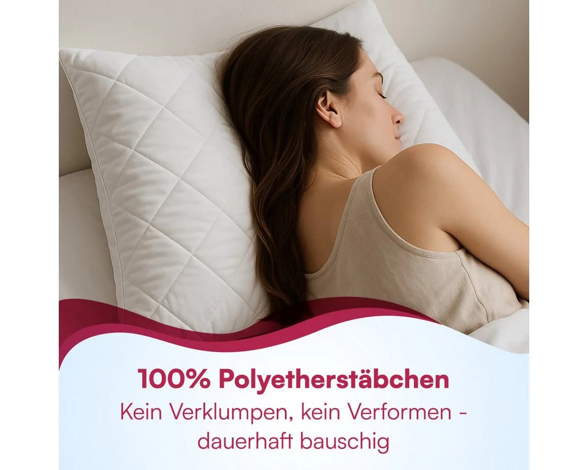 Clinotest Kopfkissen Polykissen Gesteppt Weiß Allergiker 40x60 cm - Bild 4