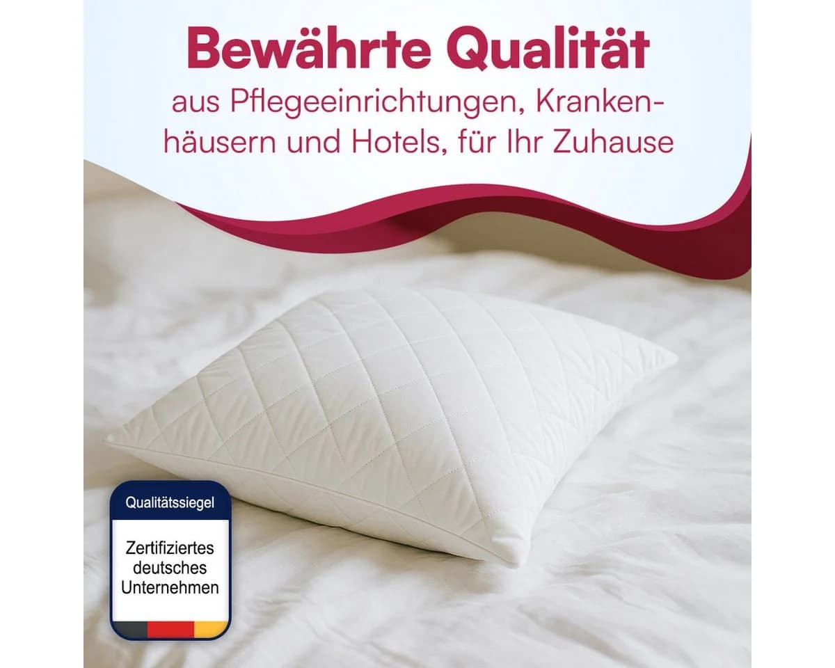 Clinotest Kopfkissen Polykissen Gesteppt Weiß Allergiker 40x60 cm - Bild 5