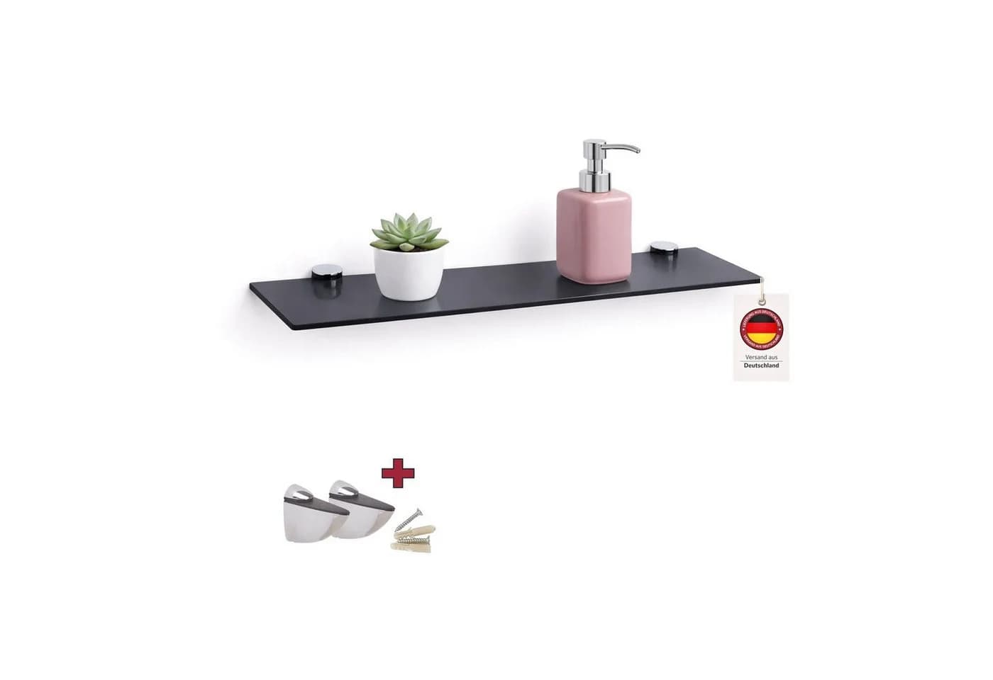 HOOZ Wandregal Glasregal Schwarz ESG-Sicherheitsglas - Bild 2