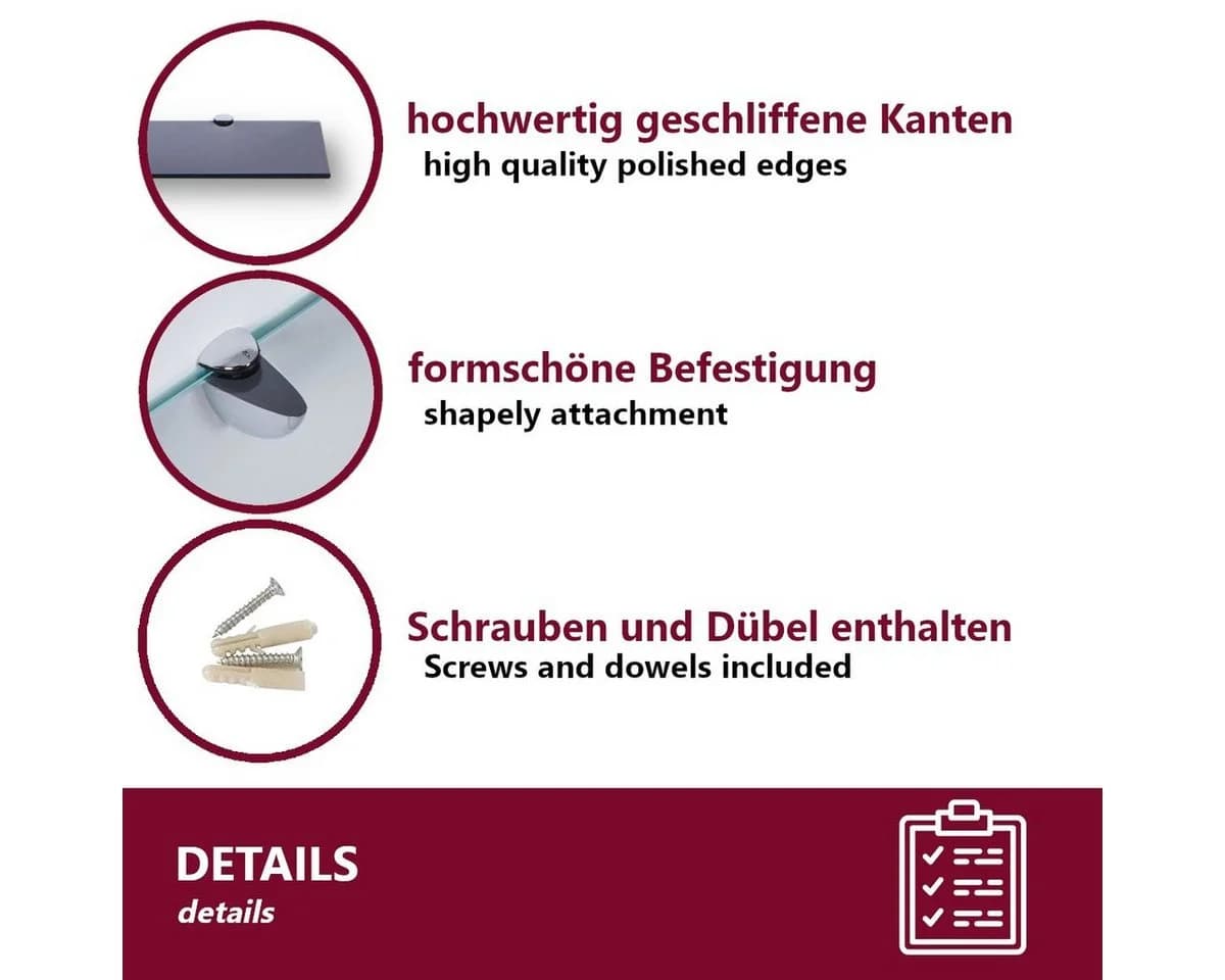 HOOZ Wandregal Glasregal Schwarz ESG-Sicherheitsglas - Bild 4
