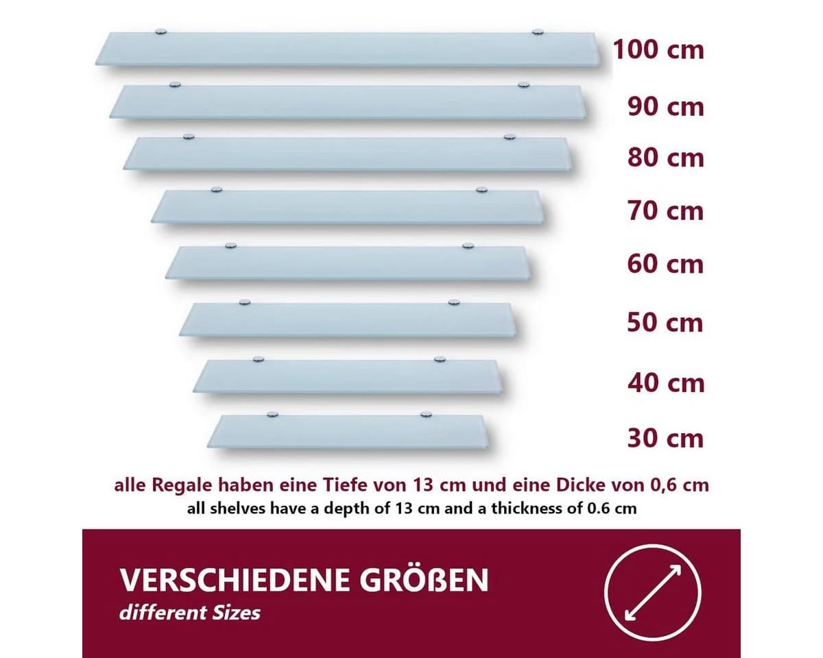 HOOZ Wandregal Glasregal Weiß ESG-Sicherheitsglas Modern