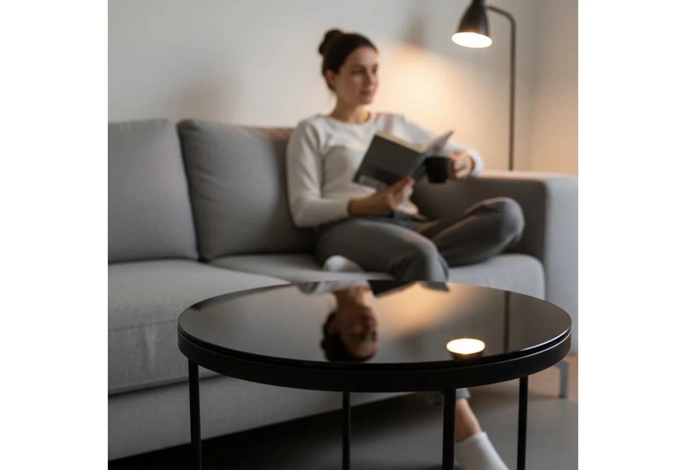 HOOZ Tischplatte Glasplatte ESG Schwarz Ø 30 cm - Bild 4