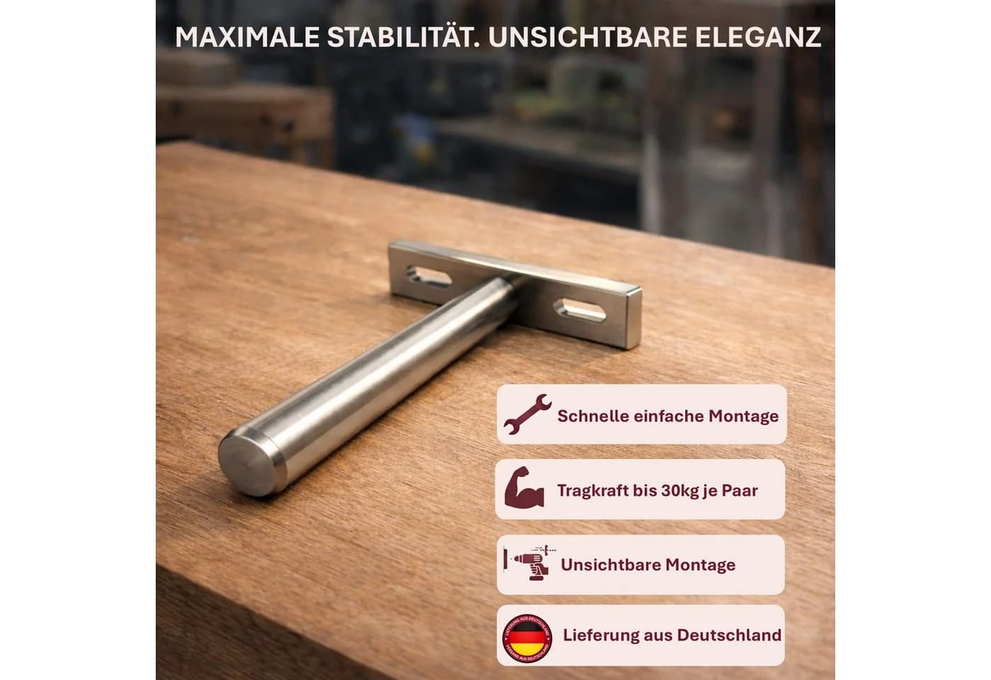 HOOZ Tablarträger 8er Set Unsichtbar 10 cm Schwerlast - Bild 3