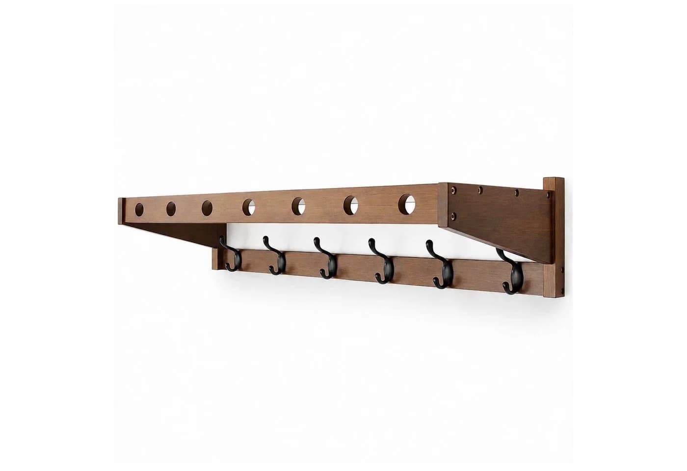 HOOZ Wandgarderobe Bambus Espresso mit 6 Metallhaken - Bild 2