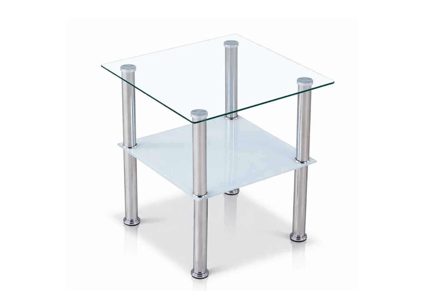 HOOZ Beistelltisch 40x40cm Glas Edelstahl Modern - Bild 2