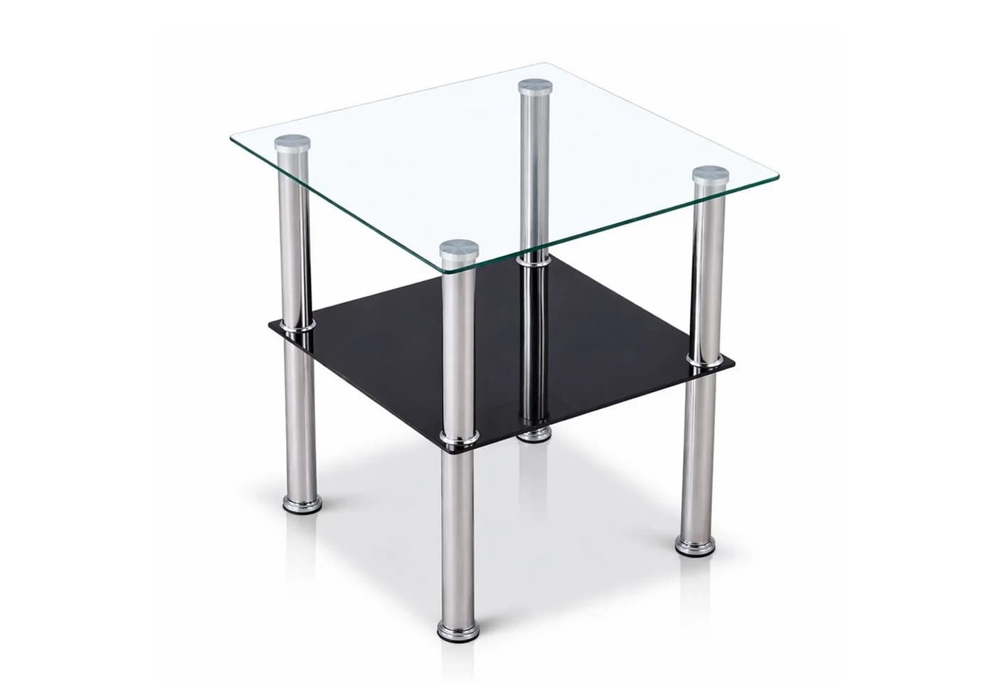 HOOZ Beistelltisch 40x40cm Schwarz Glas Edelstahl - Bild 2