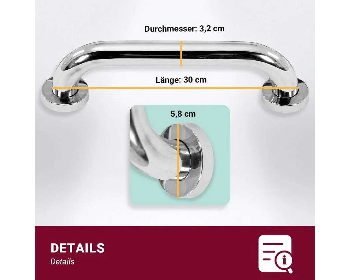 HOOZ Edelstahl Haltegriff für Dusche & Badewanne - Bild 5