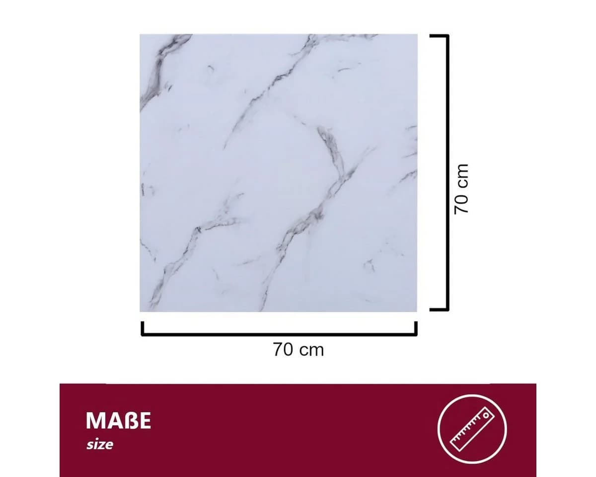 HOOZ Tischplatte aus Glas 70x70 cm Weiß ESG-Sicherheitsglas mit Facettenschliff