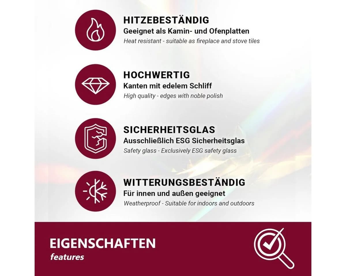 HOOZ Tischplatte aus Glas 70x70 cm Weiß ESG-Sicherheitsglas mit Facettenschliff - Bild 3