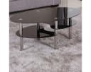 HOOZ Couchtisch Schwarz Glas mit Ablage Chrom-Gestell Bild 2