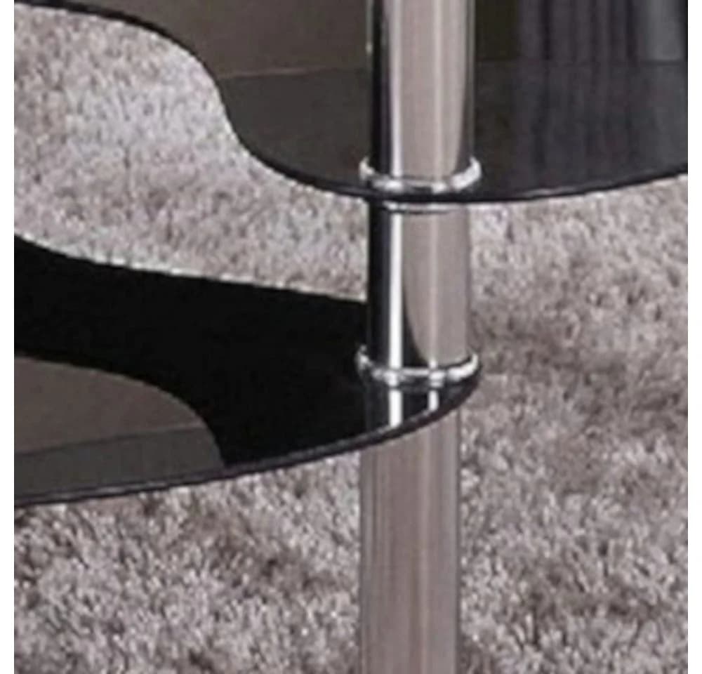 HOOZ Couchtisch Schwarz Glas mit Ablage Chrom-Gestell - Bild 5