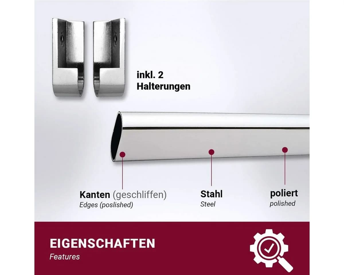 HOOZ Kleiderstange Chrom Metall Silber Schrankmontage