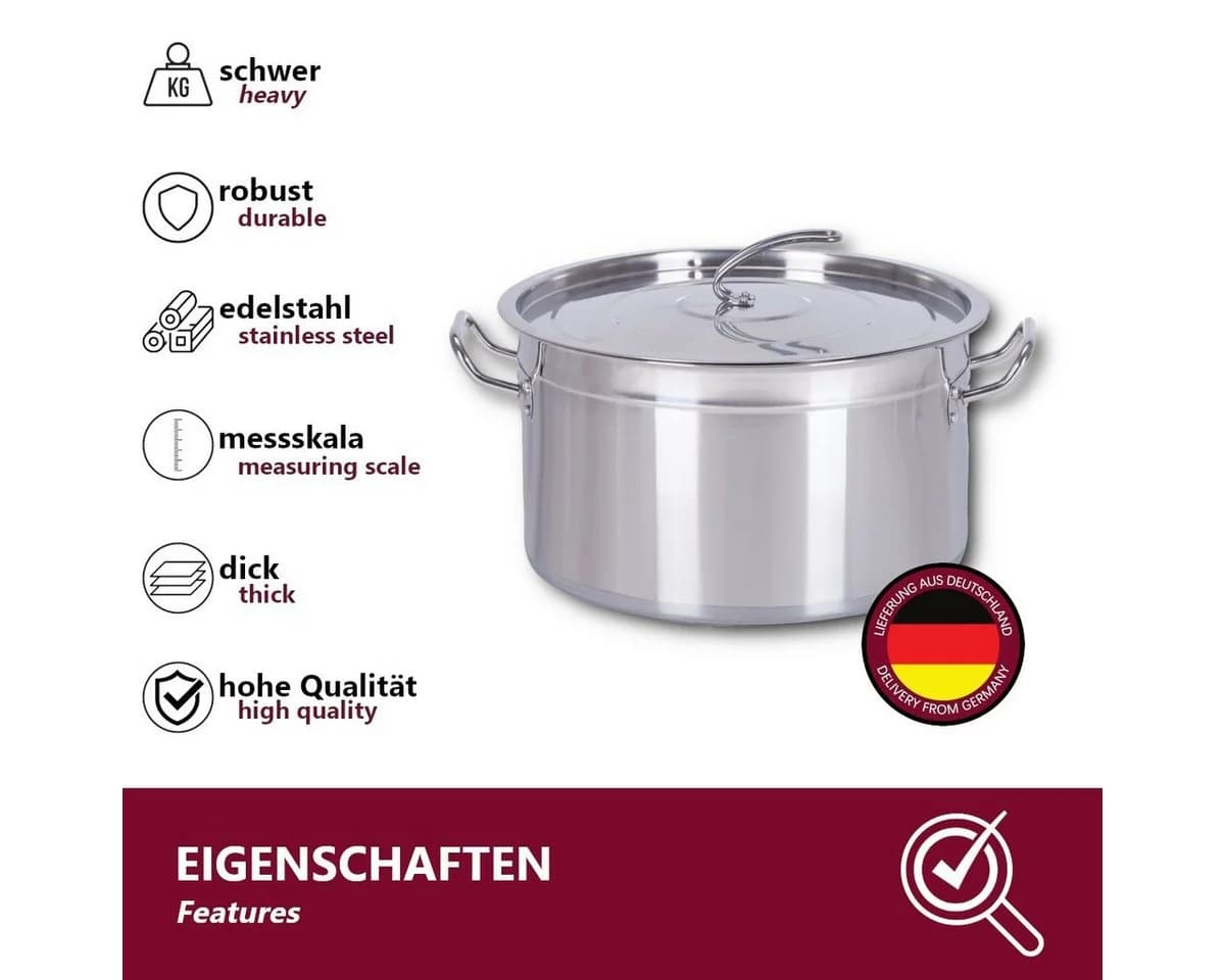 HOOZ Suppentopf Edelstahl 15L Induktion mit Deckel - Bild 3