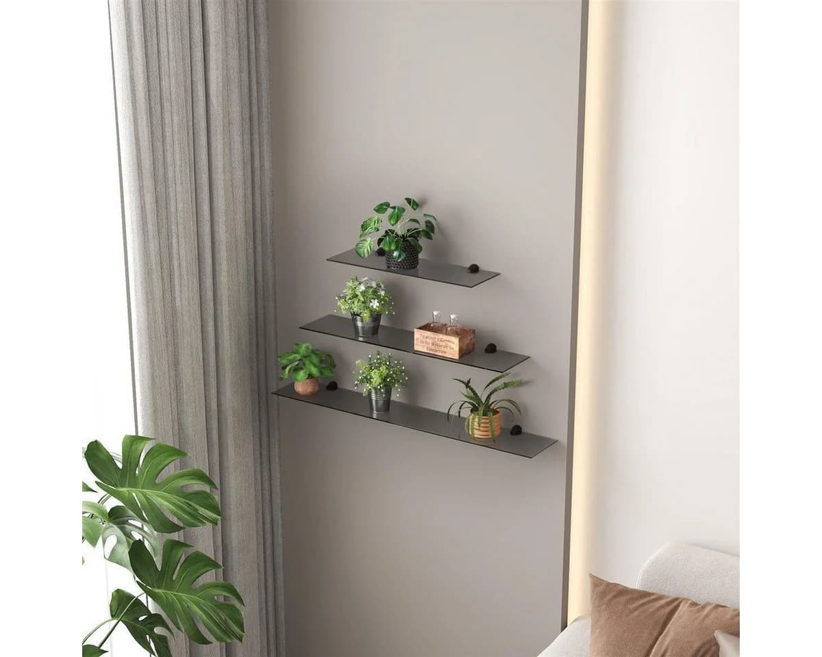 HOOZ Wandregal Glas Grauglas Schwebend mit Halterung - Bild 3