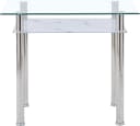 HOOZ Esstisch Glas 90x60x75 cm Marmoroptik Weiß Chromgestell Bild 1