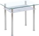 HOOZ Esstisch Glas 90x60x75 cm Marmoroptik Weiß Chromgestell Bild 2