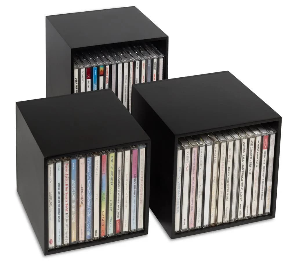 Cubix CD-Boxen Schwarz 3-tlg. Aufbewahrungsboxen Holz - Bild 2