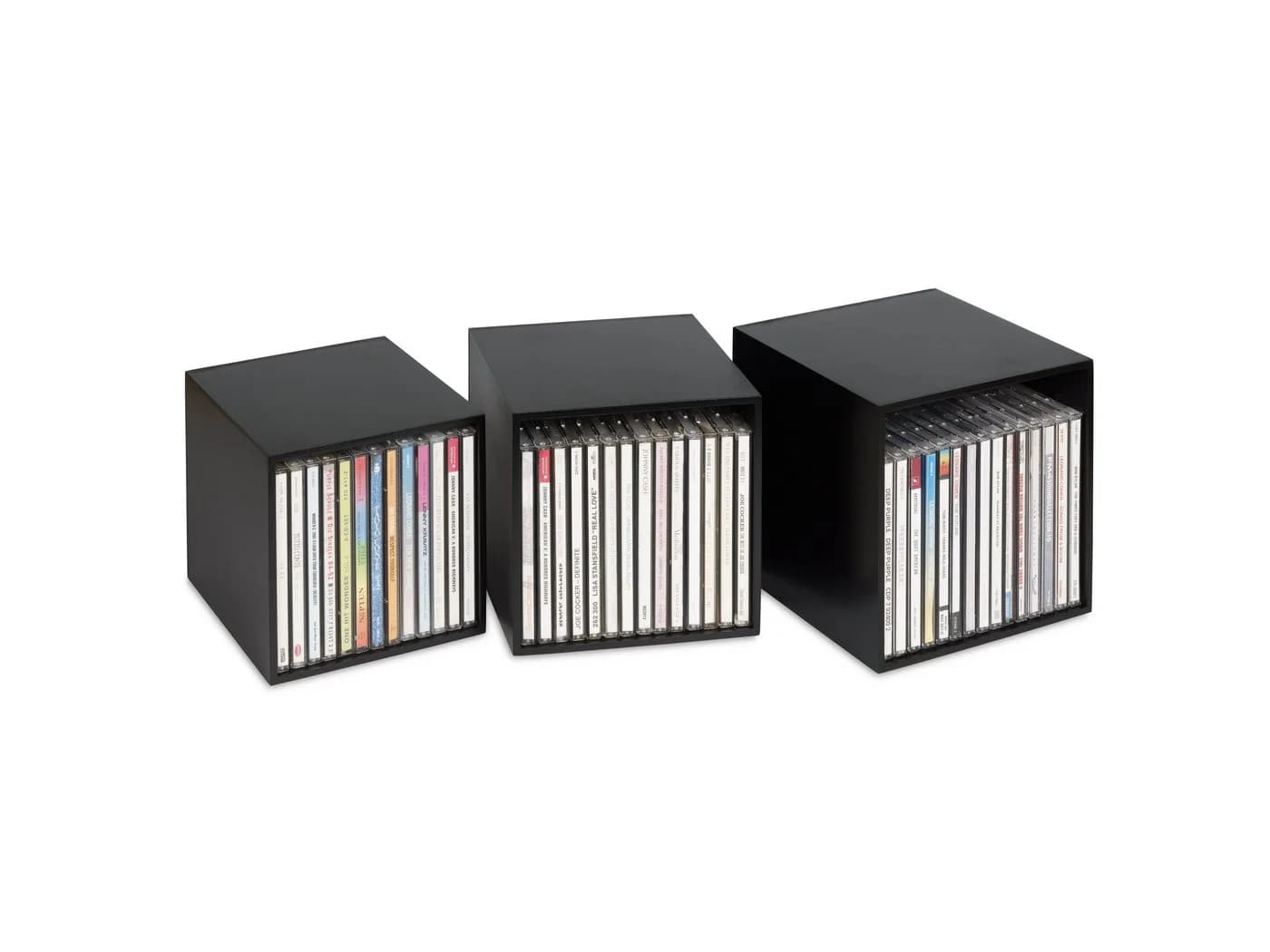 Cubix CD-Boxen Schwarz 3-tlg. Aufbewahrungsboxen Holz - Bild 5