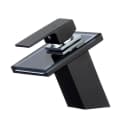 HAC24 Waschtischarmatur Glas Wasserfall Schwarz Messing Bild 2