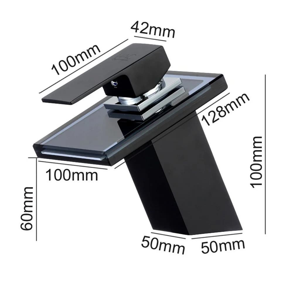 HAC24 Waschtischarmatur Glas Wasserfall Schwarz Messing - Bild 3