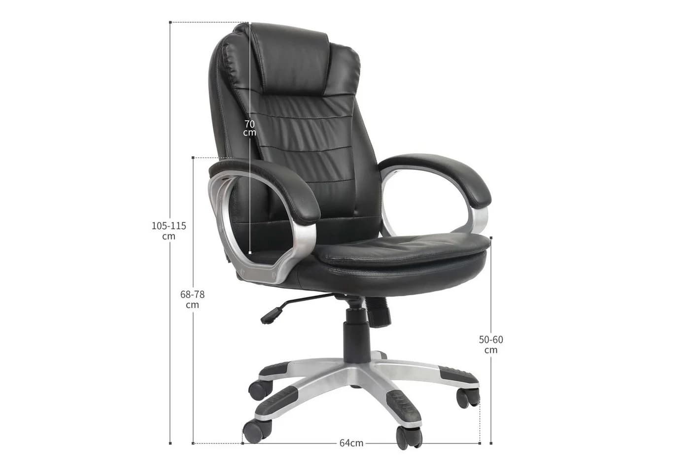 VOSSBACH Bürostuhl Chefsessel Schwarz Kunstleder - Bild 5