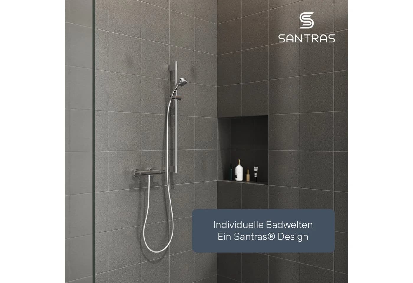 Santras Duschstange Chrom - 70/90/100 cm Wandstange - Bild 3