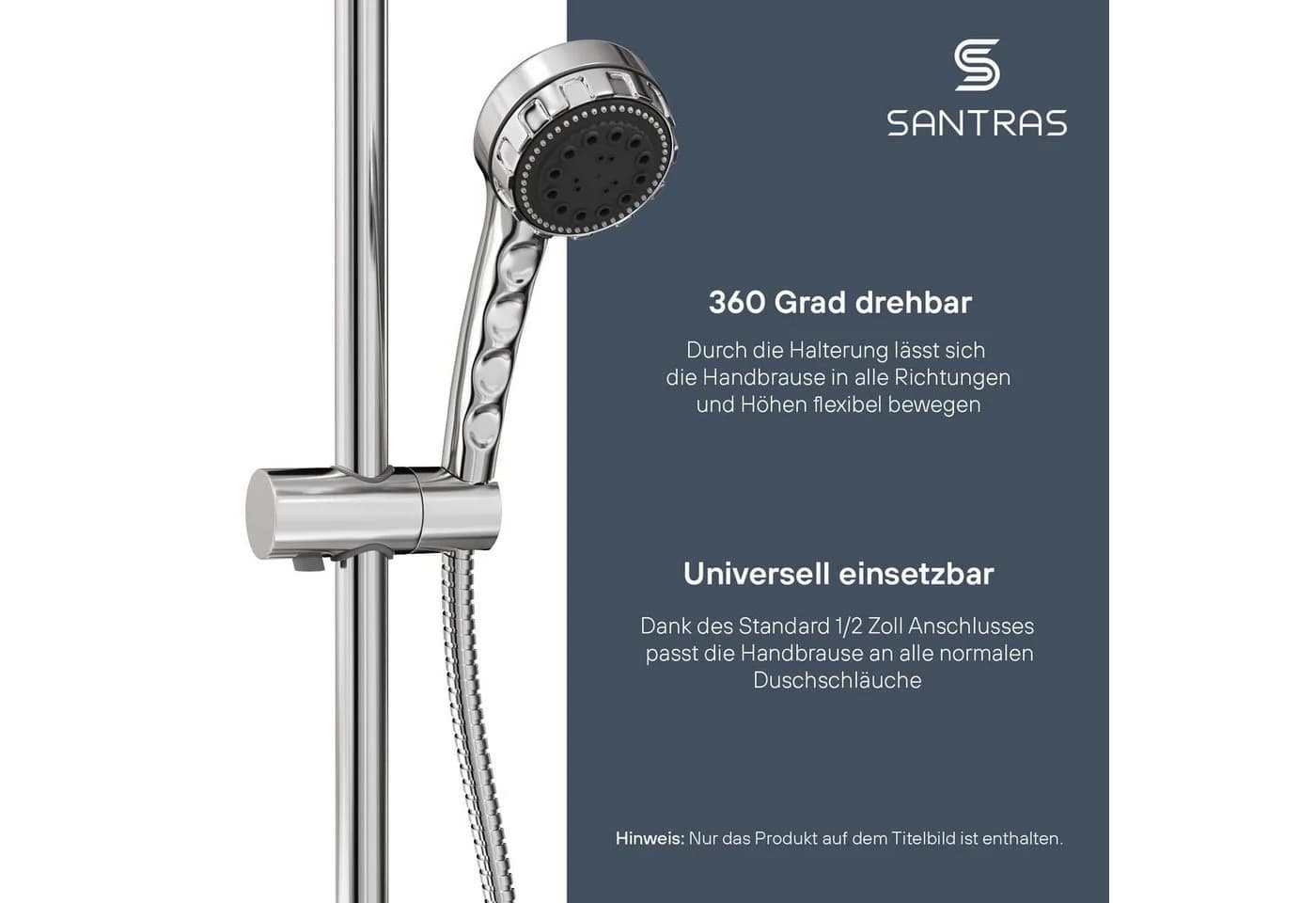 Santras Duschstange Chrom - 70/90/100 cm Wandstange - Bild 4