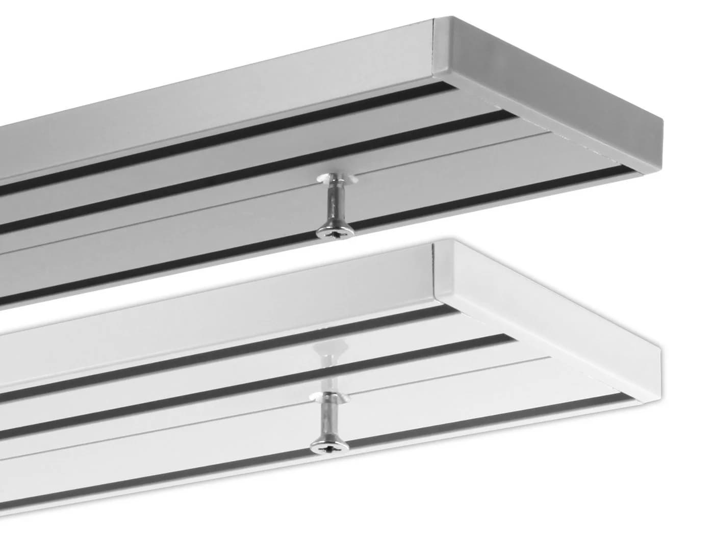 Gardineum Objektschiene 3-läufig Aluminium Weiß vorgebohrt