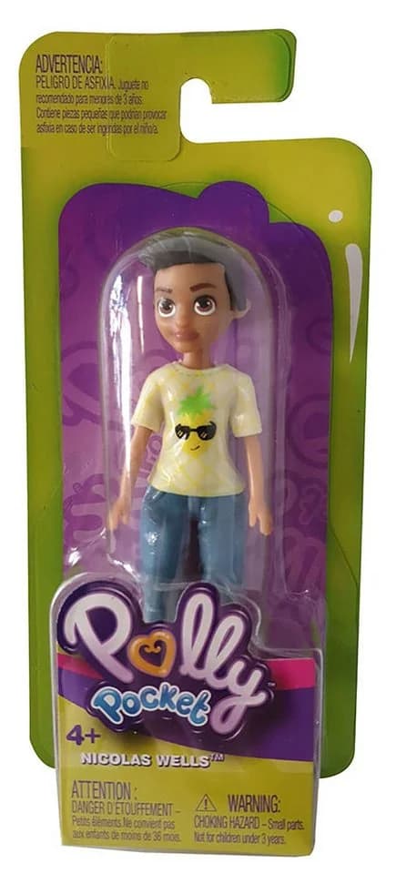Polly Pocket Niclas Wells Spielfigur mit blauer Hose und gelbem Shirt