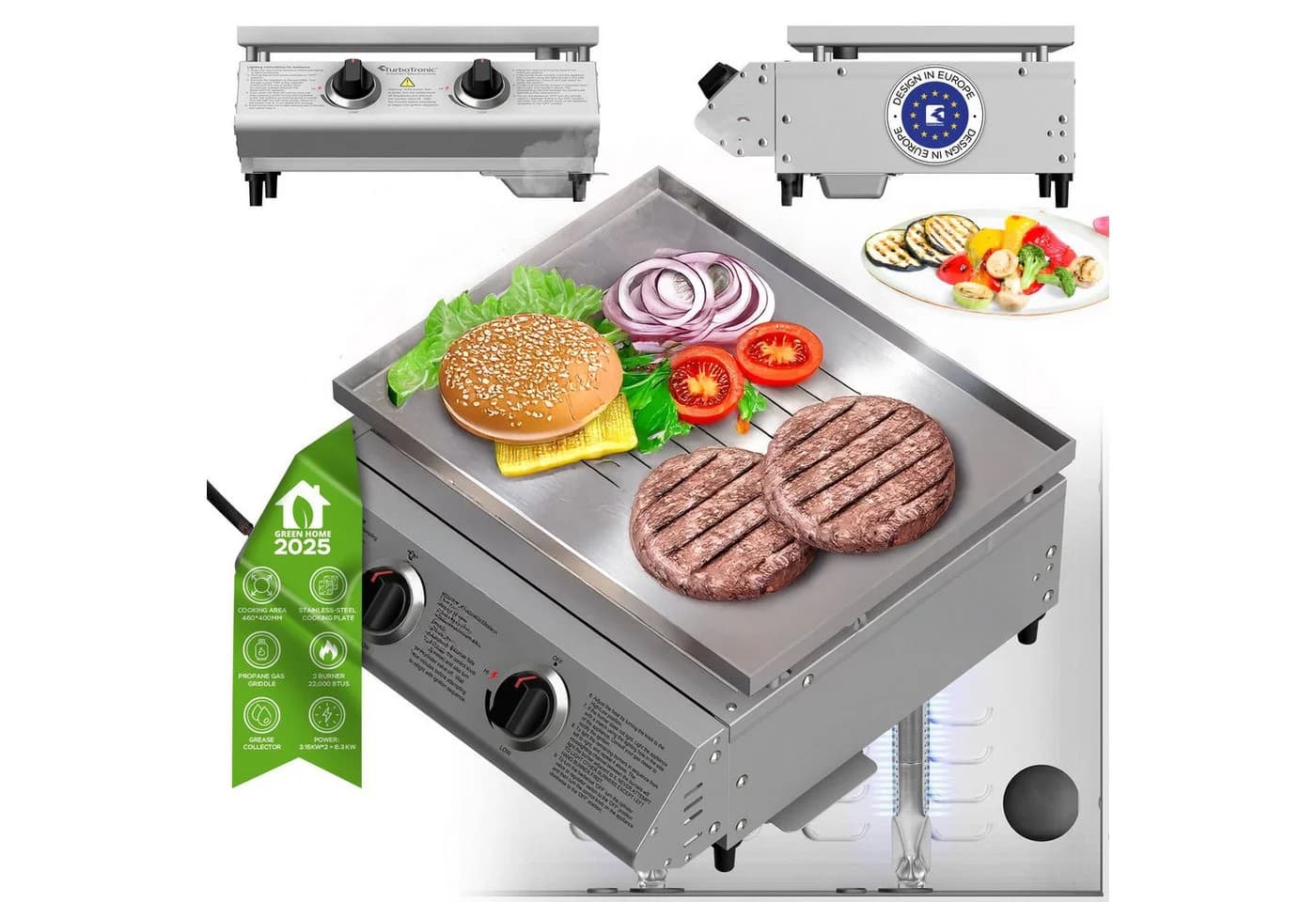 TurboTronic by Z-Line Gasgrill 6,3 kW Edelstahl 2 Brenner Piezo-Zündung - Bild 2