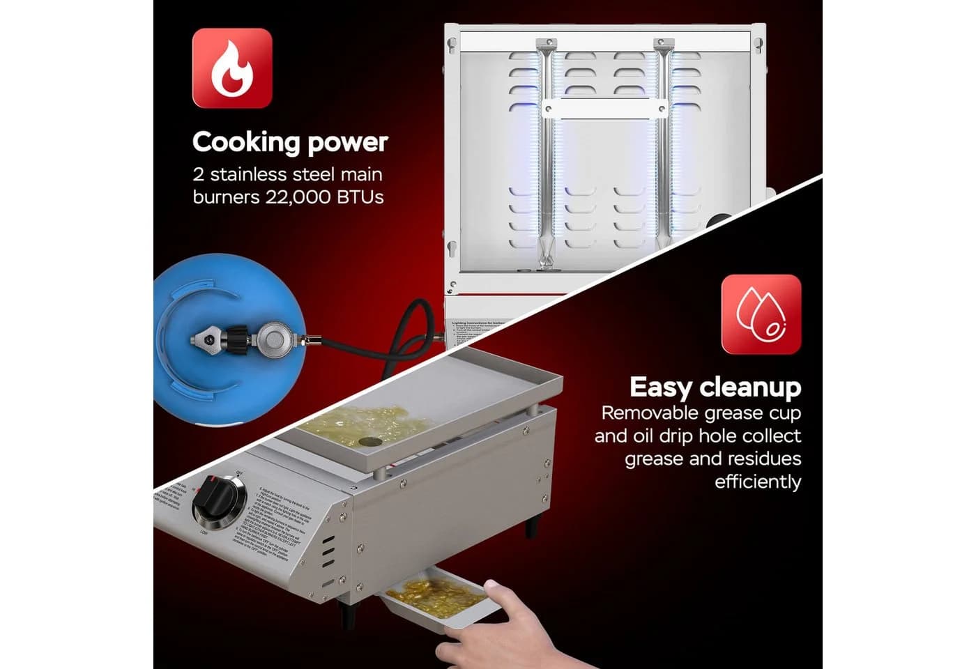 TurboTronic by Z-Line Gasgrill 6,3 kW Edelstahl 2 Brenner Piezo-Zündung - Bild 4