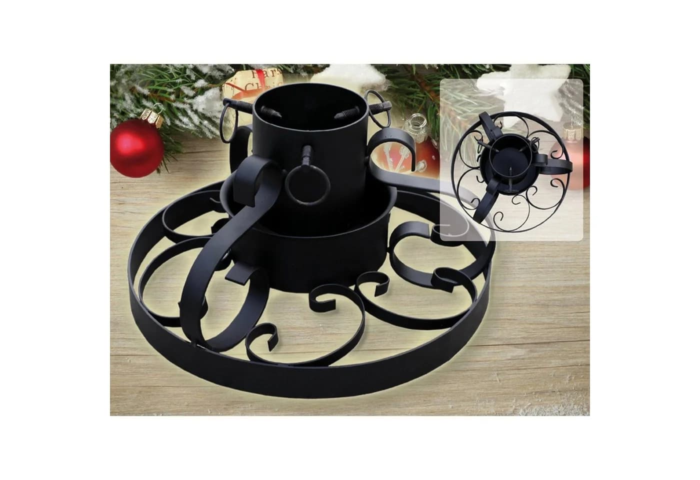 Mojawo Christbaumständer Ornamente Schwarz Metall