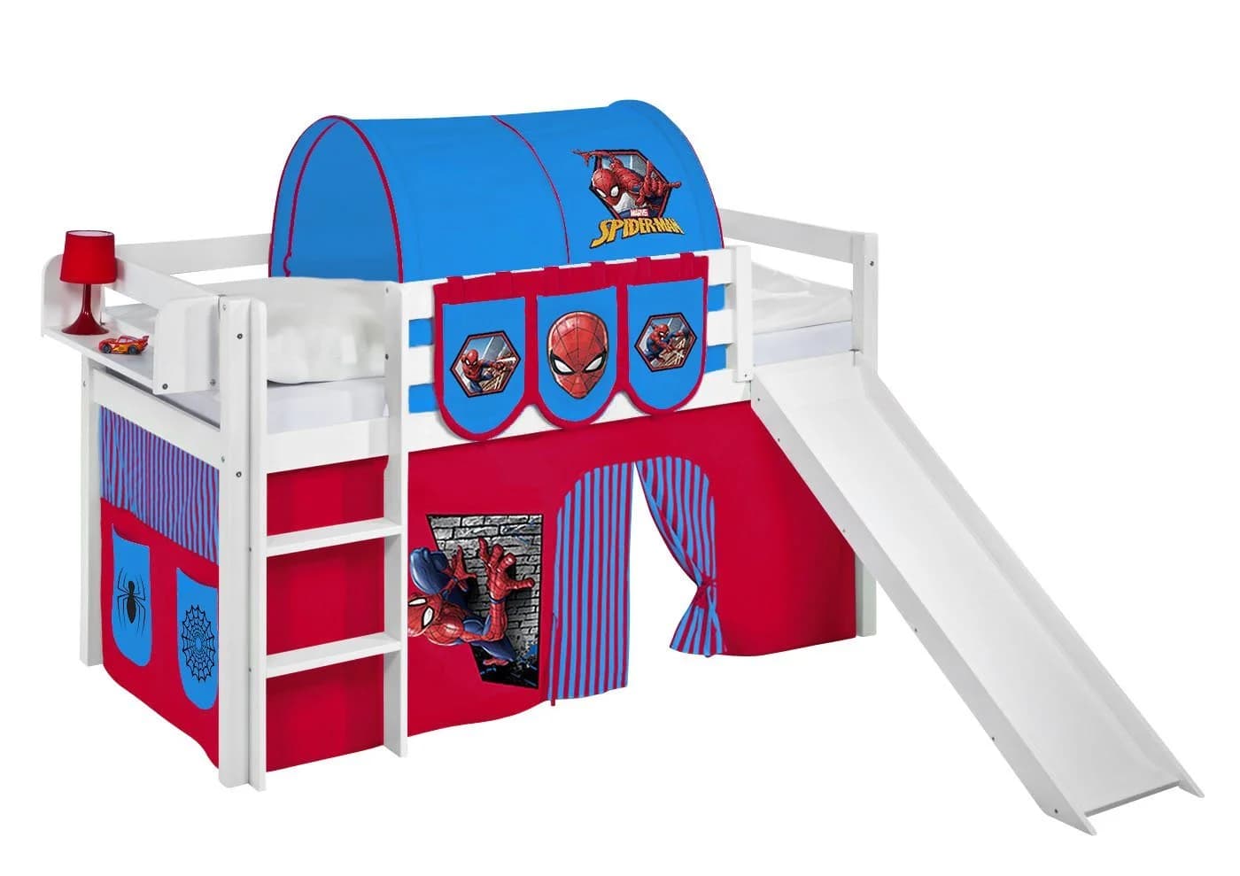Lilokids Hochbett JELLE mit Rutsche und Vorhang