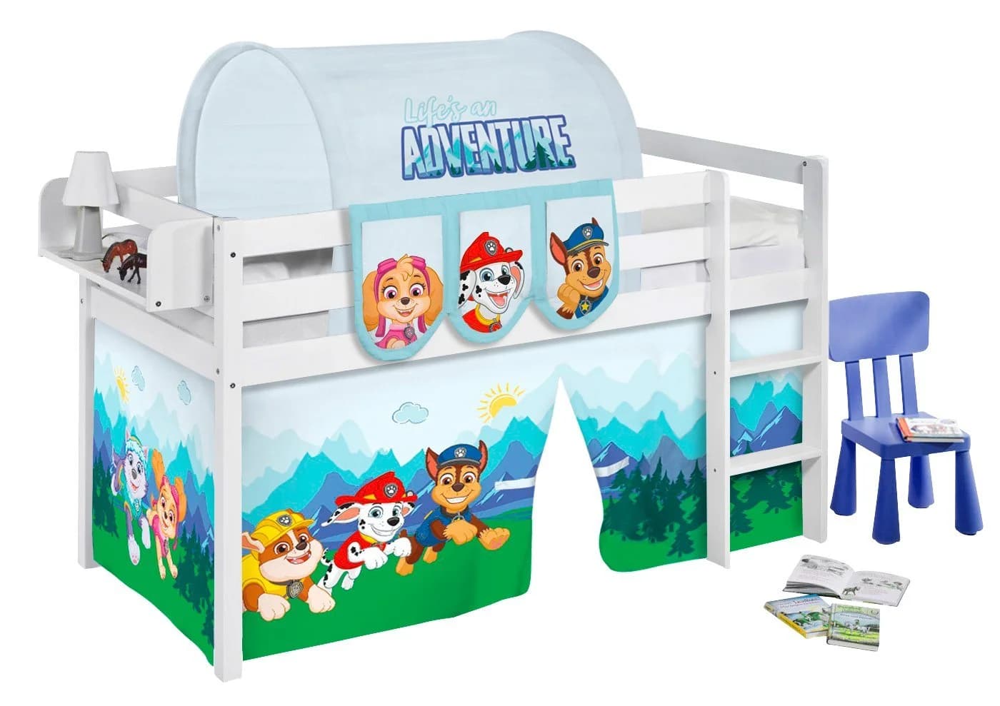 Lilokids Kinderhochbett JELLE Weiß mit Paw Patrol Vorhang - Bild 2