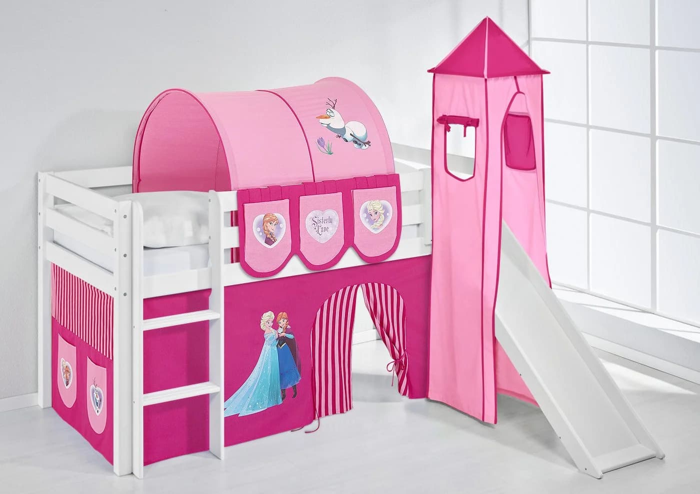 Lilokids Kinderbett Hochbett JELLE mit Vorhang & Turm Frozen Anna & Elsa Eiskönigin - Bild 2