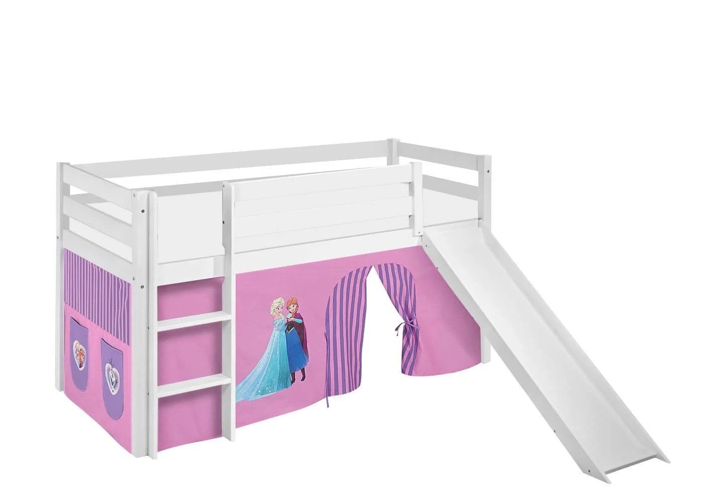 Lilokids Hochbett JELLE mit Vorhang & Turm Frozen Anna & Elsa Eiskönigin