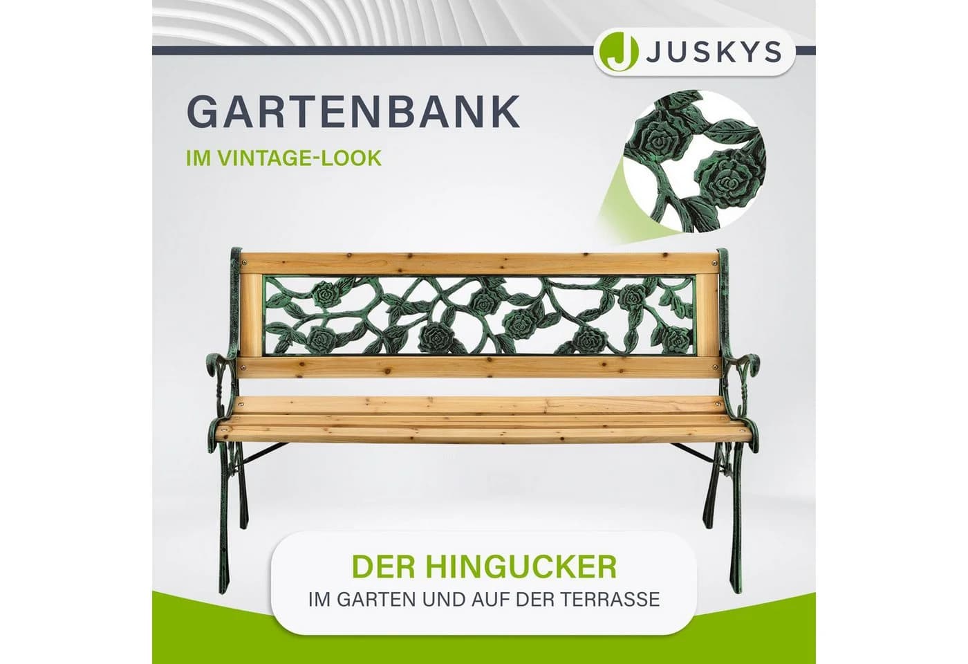 Juskys Gartenbank Venezia 2-Sitzer mit Rosenranken-Muster - Bild 2