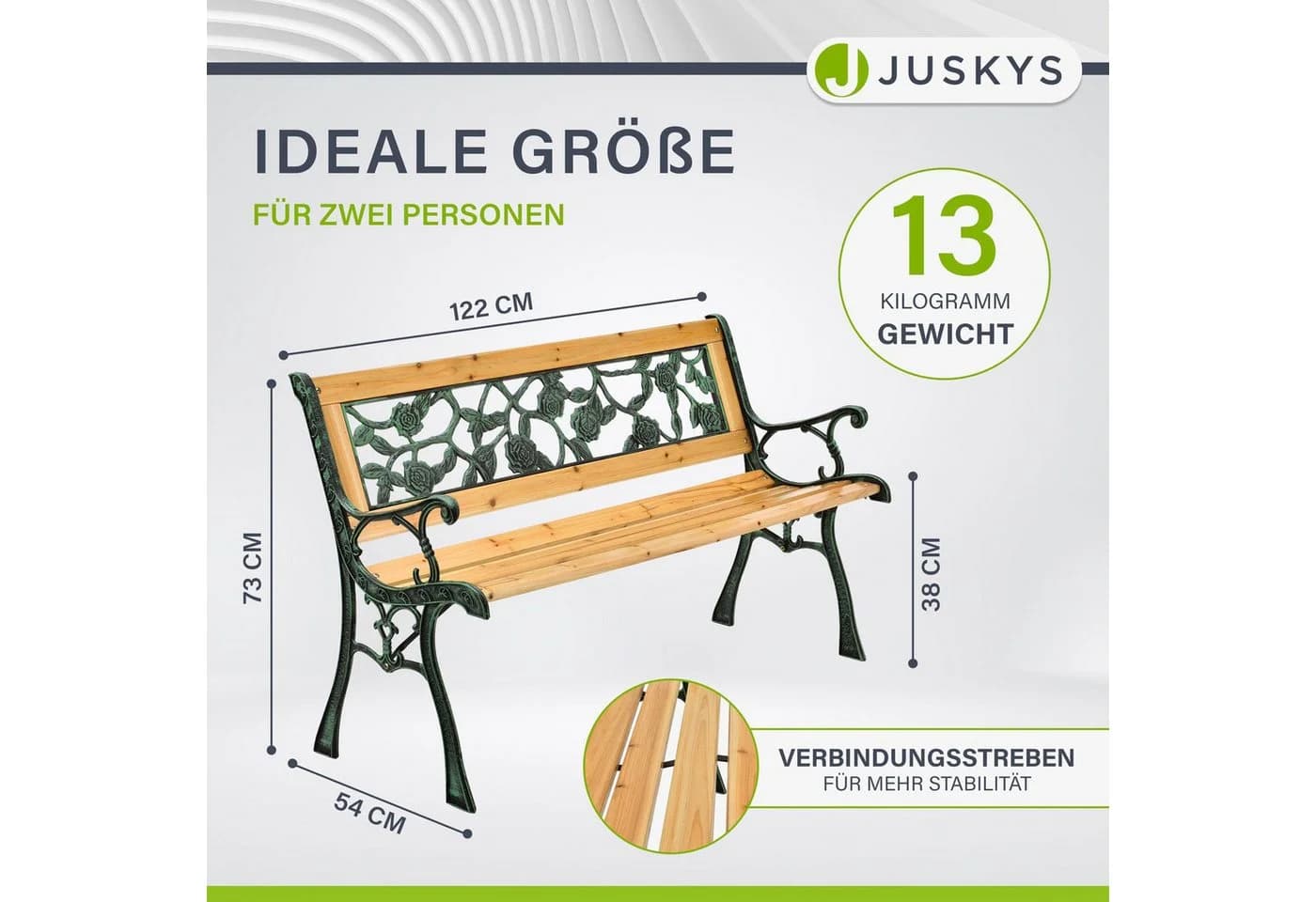 Juskys Gartenbank Venezia 2-Sitzer mit Rosenranken-Muster - Bild 4