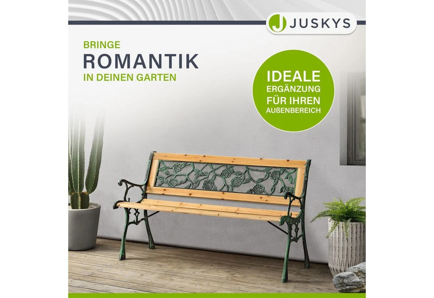 Juskys Gartenbank Venezia 2-Sitzer mit Rosenranken-Muster - Bild 5