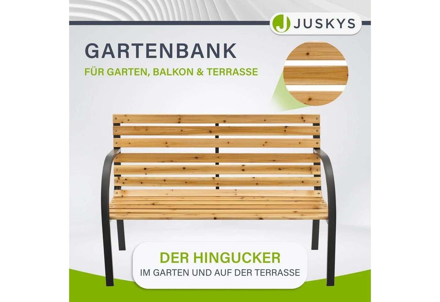 Juskys Gartenbank Modena 2-Sitzer Sitzbank mit Armlehnen & Rückenlehne - Bild 2