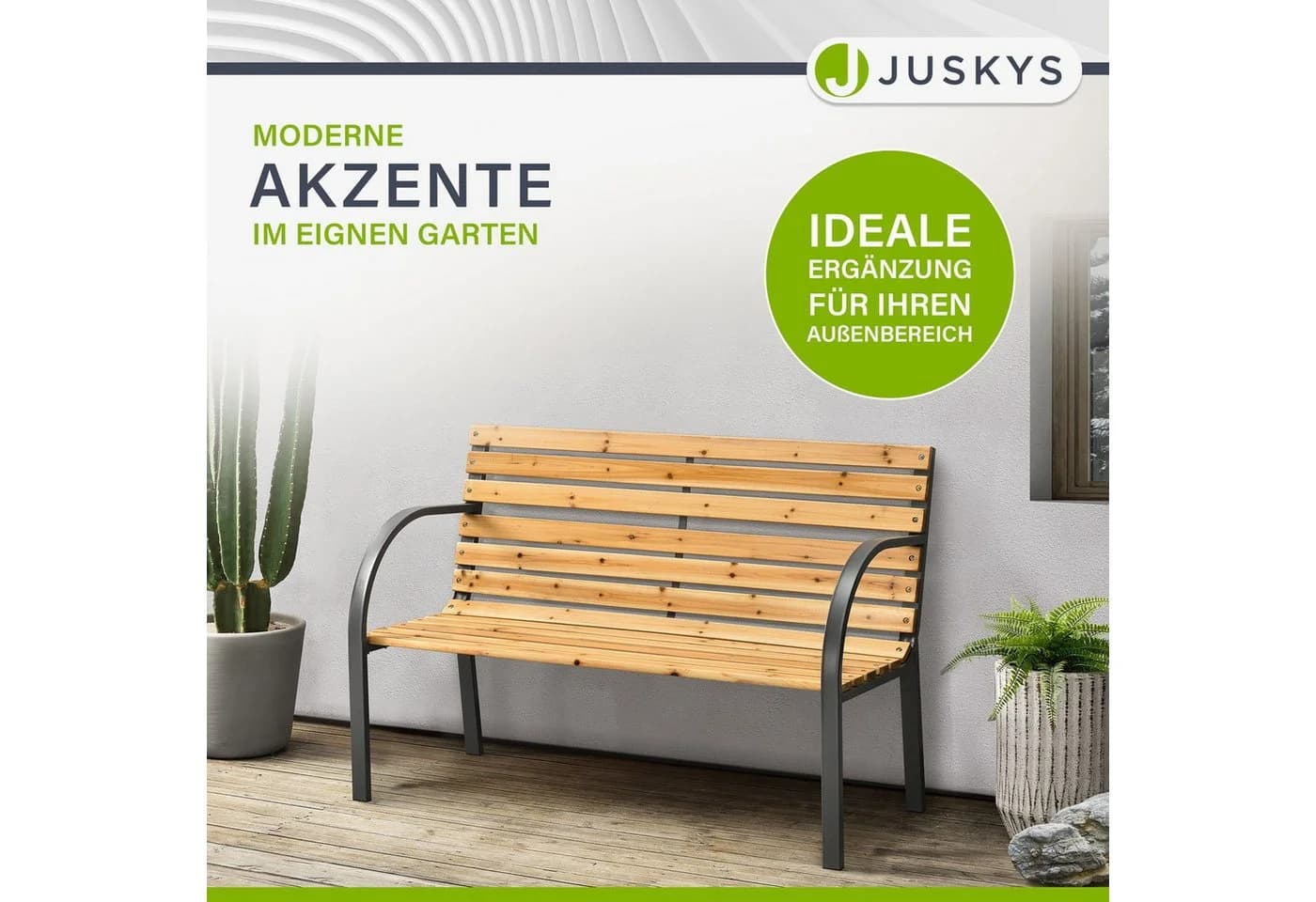 Juskys Gartenbank Modena 2-Sitzer Sitzbank mit Armlehnen & Rückenlehne - Bild 5