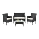 Juskys Gartenlounge-Set Fort Myers Schwarz Creme 4-tlg. Polyrattan Bild 1