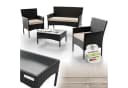 Juskys Gartenlounge-Set Fort Myers Schwarz Creme 4-tlg. Polyrattan Bild 3